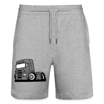 Truck lorry vehicle professional driver - Stanley/Stella Trainer Unisex Organic Jogging Shorts - heather grey - Front - Nik (191cm) & Marisol (170cm)