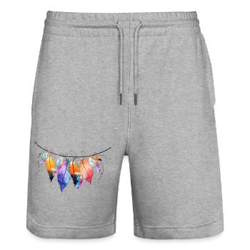 Conception colorée de l’attrape-rêves - Short de jogging bio TRAINER Stanley/Stella unisexe - gris chiné - Devant - Nik (191cm) & Marisol (170cm)