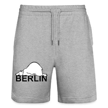 Berlin Deutschland Berliner Bär Wappentier Berlin - Stanley/Stella Unisex Bio Joggingshorts Trainer  - Grau meliert - Vorne - Nik (191cm) & Marisol (170cm)