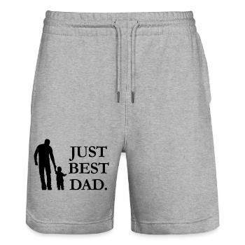 Just Best Dad - Stanley/Stella Unisex Bio Joggingshorts Trainer  - Grau meliert - Vorne - Nik (191cm) & Marisol (170cm)