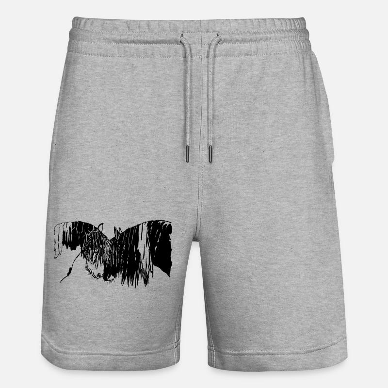 wunderschöne Tinker Reiten Pferde  - Stanley/Stella Unisex Bio Joggingshorts Trainer  - Grau meliert