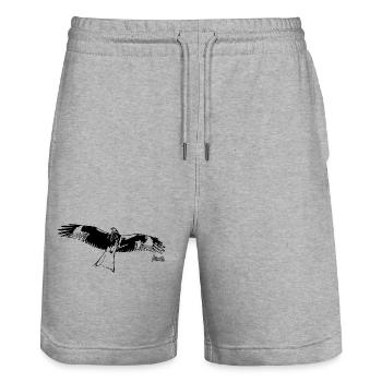 HGWild - Cerf-volant rouge - Short de jogging bio TRAINER Stanley/Stella unisexe - gris chiné - Devant - Nik (191cm) & Marisol (170cm)