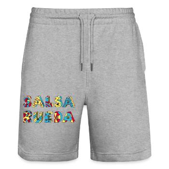Rueda Salsa Tanz Musik positiver Schriftzug - Stanley/Stella Trainer Unisex Organic Jogging Shorts - heather grey - Front - Nik (191cm) & Marisol (170cm)