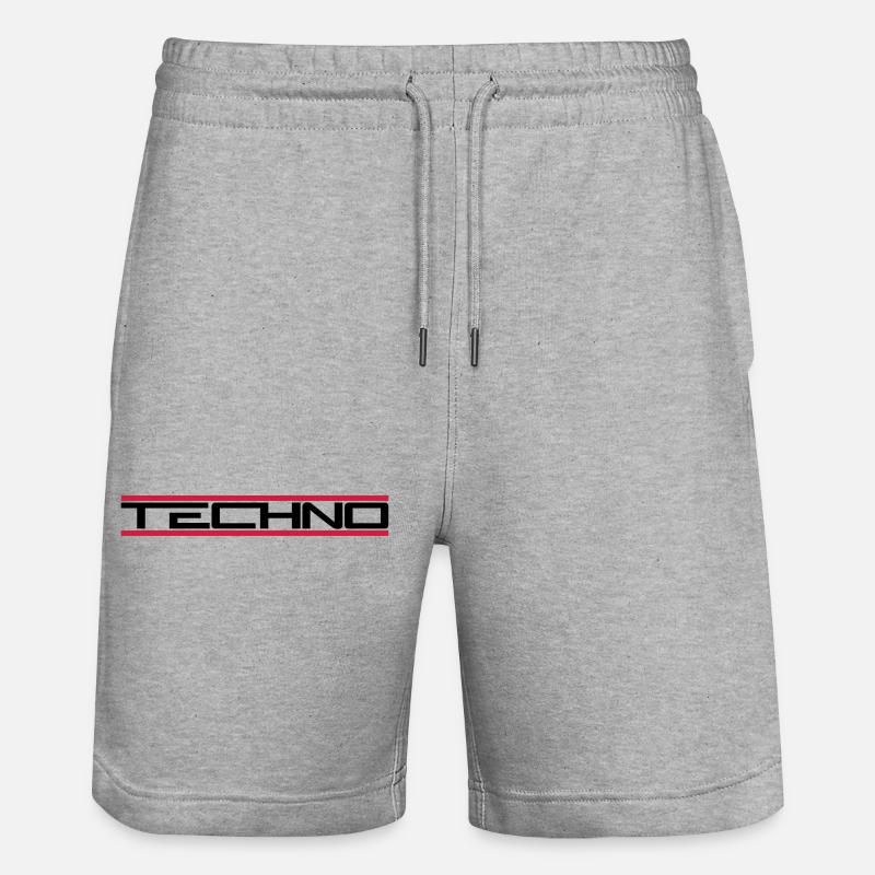 Barres techno rouges - Short de jogging bio TRAINER Stanley/Stella unisexe - gris chiné
