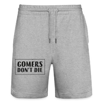Gomers don't die - Stanley/Stella Trainer Unisex Organic Jogging Shorts - heather grey - Front - Nik (191cm) & Marisol (170cm)