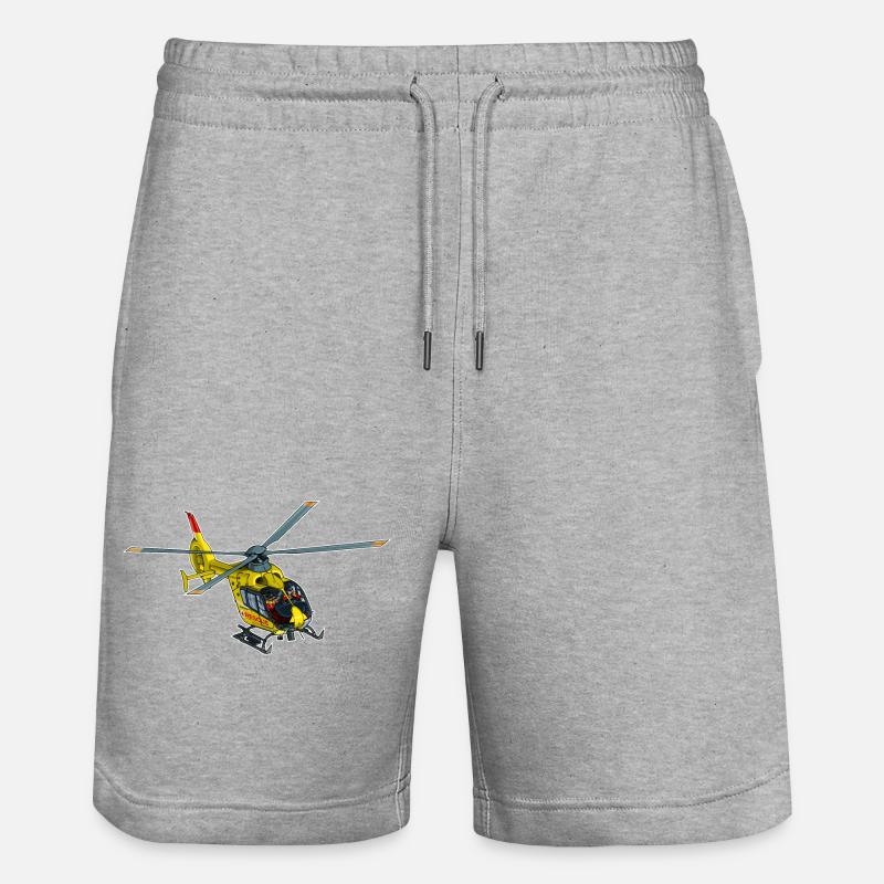 Rettungs Hubschrauber, Helicopter - Stanley/Stella Unisex Bio Joggingshorts Trainer - Grau meliert