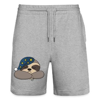 Sloth Sleepy Sleepy Sleepy Tired Sleeper - Stanley/Stella Trainer Unisex Organic Jogging Shorts - heather grey - Front - Nik (191cm) & Marisol (170cm)