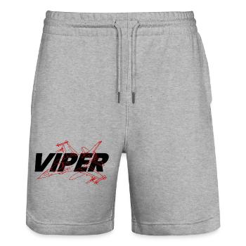 F-16 Viper / Fighting Falcon Düsenjäger / F16 - Stanley/Stella Unisex Bio Joggingshorts Trainer  - Grau meliert - Vorne - Nik (191cm) & Marisol (170cm)