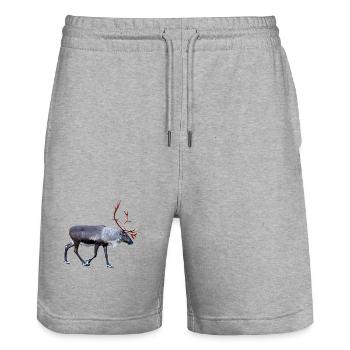 Reindeer - Stanley/Stella Trainer Unisex Organic Jogging Shorts - heather grey - Front - Nik (191cm) & Marisol (170cm)