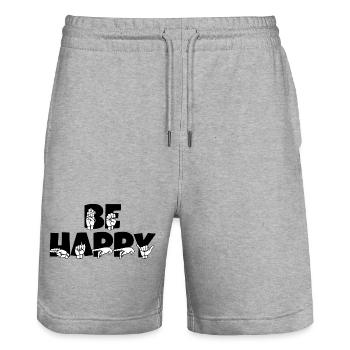 Deaf Hearing Impaired Sign Language - Stanley/Stella Trainer Unisex Organic Jogging Shorts - heather grey - Front - Nik (191cm) & Marisol (170cm)