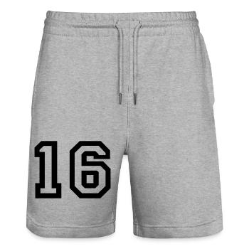16 - Short de jogging bio TRAINER Stanley/Stella unisexe - gris chiné - Devant - Nik (191cm) & Marisol (170cm)