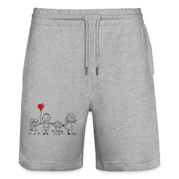 Zeichnung des Kindes, Familie, Elternteil, Kind - Stanley/Stella Unisex Bio Joggingshorts Trainer  - Grau meliert - Vorne - Nik (191cm) & Marisol (170cm)