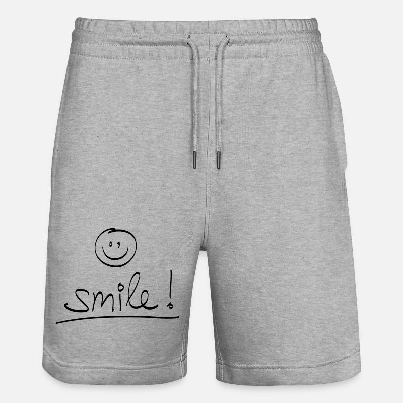 Manuscrit « SMILE ! » avec visage rieur - Short de jogging bio TRAINER Stanley/Stella unisexe - gris chiné