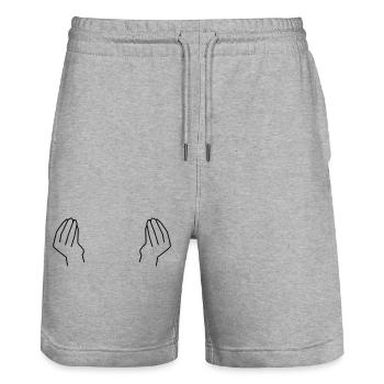 Italy Hands - Stanley/Stella Trainer Unisex Organic Jogging Shorts - heather grey - Front - Nik (191cm) & Marisol (170cm)