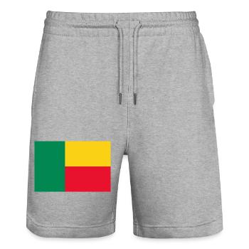 drapeau autocollant du Bénin Aufkleber Fahne Bénin - Short de jogging bio TRAINER Stanley/Stella unisexe - gris chiné - Devant - Nik (191cm) & Marisol (170cm)