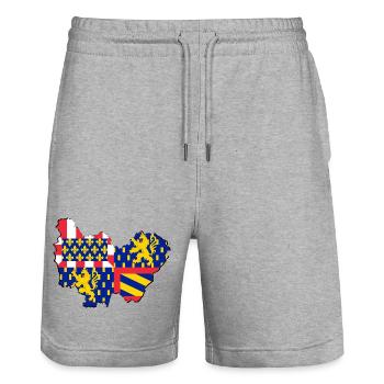 bourgogne franche comté - Short de jogging bio TRAINER Stanley/Stella unisexe - gris chiné - Devant - Nik (191cm) & Marisol (170cm)