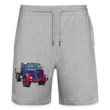 LKW Oldtimer - Stanley/Stella Unisex Bio Joggingshorts Trainer  - Grau meliert - Vorne - Nik (191cm) & Marisol (170cm)