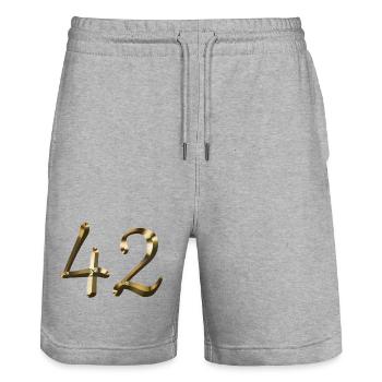 42 Jahre 42-jähriges Gold 42. Geburtstag Geschenk - Stanley/Stella Unisex Bio Joggingshorts Trainer  - Grau meliert - Vorne - Nik (191cm) & Marisol (170cm)