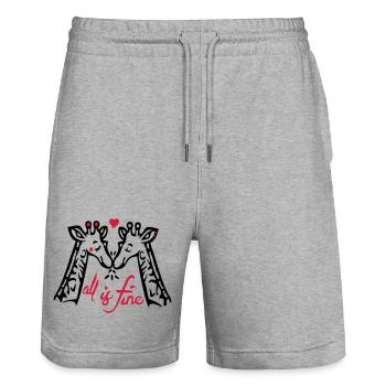 Giraffen Liebe - Stanley/Stella Unisex Bio Joggingshorts Trainer  - Grau meliert - Vorne - Nik (191cm) & Marisol (170cm)