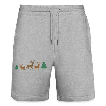 Funny Christmas in the forest - Stanley/Stella Trainer Unisex Organic Jogging Shorts - heather grey - Front - Nik (191cm) & Marisol (170cm)