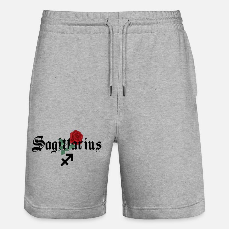Sagittarius Rose Zodiac - Stanley/Stella Trainer Unisex Organic Jogging Shorts - heather grey