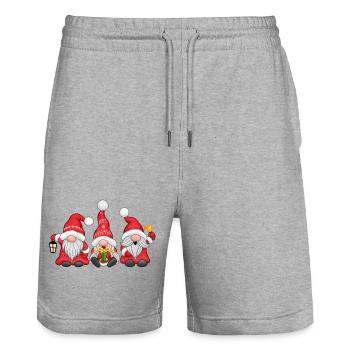 Festive Gnomes - Stanley/Stella Trainer Unisex Organic Jogging Shorts - heather grey - Front - Nik (191cm) & Marisol (170cm)