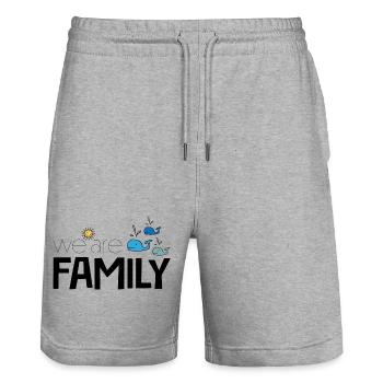 famille - Short de jogging bio TRAINER Stanley/Stella unisexe - gris chiné - Devant - Nik (191cm) & Marisol (170cm)