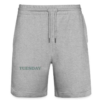 Tuesday - Stanley/Stella Trainer Unisex Organic Jogging Shorts - heather grey - Front - Nik (191cm) & Marisol (170cm)