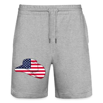 Usa hat - Stanley/Stella Trainer Unisex Organic Jogging Shorts - heather grey - Front - Nik (191cm) & Marisol (170cm)