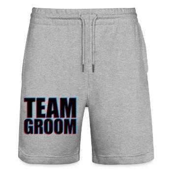 L'équipe Groom 3D - Short de jogging bio TRAINER Stanley/Stella unisexe - gris chiné - Devant - Nik (191cm) & Marisol (170cm)