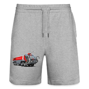 Feuerwehr mit Schaumkanone - Stanley/Stella Unisex Bio Joggingshorts Trainer  - Grau meliert - Vorne - Nik (191cm) & Marisol (170cm)