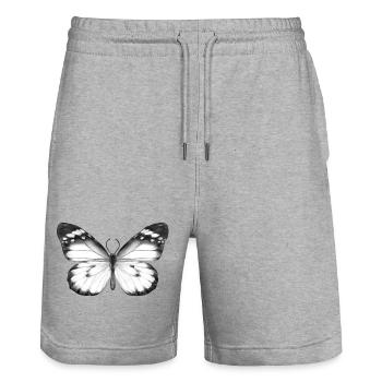 Papillon monochrome - Short de jogging bio TRAINER Stanley/Stella unisexe - gris chiné - Devant - Nik (191cm) & Marisol (170cm)