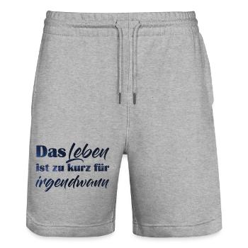 Kurze Lebensweisheit in handschriftlichem Design - Stanley/Stella Unisex Bio Joggingshorts Trainer  - Grau meliert - Vorne - Nik (191cm) & Marisol (170cm)