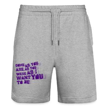 nirvana - come as you are - Stanley/Stella Trainer Unisex Organic Jogging Shorts - heather grey - Front - Nik (191cm) & Marisol (170cm)