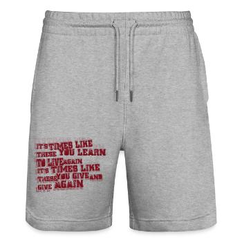 times like these - Stanley/Stella Trainer Unisex Organic Jogging Shorts - heather grey - Front - Nik (191cm) & Marisol (170cm)