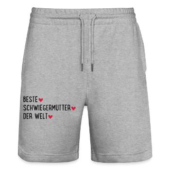 Beste Schwiegermutter der Welt - Stanley/Stella Unisex Bio Joggingshorts Trainer  - Grau meliert - Vorne - Nik (191cm) & Marisol (170cm)