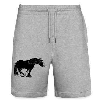 witziger Tinker schwarz, Irish Cob - Stanley/Stella Unisex Bio Joggingshorts Trainer  - Grau meliert - Vorne - Nik (191cm) & Marisol (170cm)