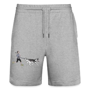 Canicross - Stanley/Stella Trainer Unisex Organic Jogging Shorts - heather grey - Front - Nik (191cm) & Marisol (170cm)