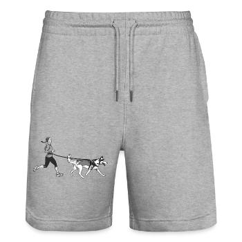 Canicross - Stanley/Stella Trainer Unisex Organic Jogging Shorts - heather grey - Front - Nik (191cm) & Marisol (170cm)