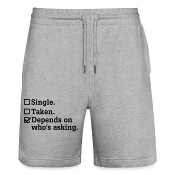 Single? - Junggesellenabschied Party Crew - Stanley/Stella Unisex Bio Joggingshorts Trainer  - Grau meliert - Vorne - Nik (191cm) & Marisol (170cm)