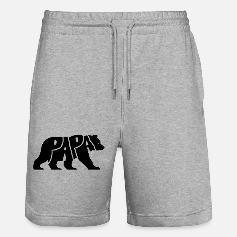 Papa Bär - Stanley/Stella Unisex Bio Joggingshorts Trainer  - Grau meliert