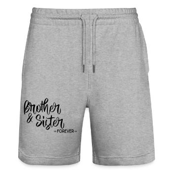 Bruder und Schwester - Stanley/Stella Unisex Bio Joggingshorts Trainer  - Grau meliert - Vorne - Nik (191cm) & Marisol (170cm)