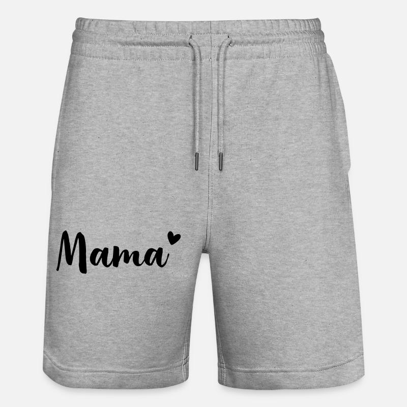 Mama Herz - Geschenkidee - Muttertag Geburtstag - Stanley/Stella Unisex Bio Joggingshorts Trainer  - Grau meliert