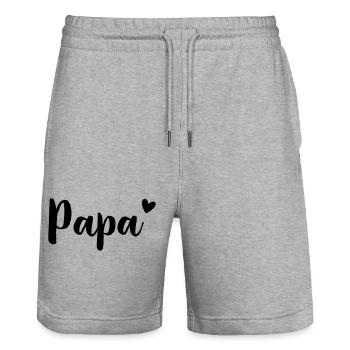 Papa Herz - Geschenkidee - Vatertag Geburtstag - Stanley/Stella Unisex Bio Joggingshorts Trainer  - Grau meliert - Vorne - Nik (191cm) & Marisol (170cm)