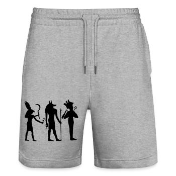 Ägyptische Hieroglyphenschrift in den Pyramiden von - Stanley/Stella Unisex Bio Joggingshorts Trainer  - Grau meliert - Vorne - Nik (191cm) & Marisol (170cm)