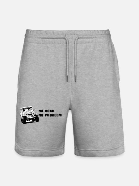 Landcruiser BJ40 No Road No Problem - Stanley/Stella Trainer Unisex Organic Jogging Shorts - heather grey