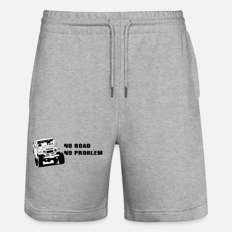 Landcruiser BJ40 No Road No Problem - Stanley/Stella Trainer Unisex Organic Jogging Shorts - heather grey