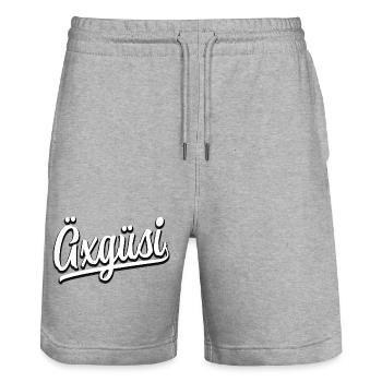 Ägsgüsi - Schweizerdeutsch - Dialekt - Schweiz - Stanley/Stella Unisex Bio Joggingshorts Trainer  - Grau meliert - Vorne - Nik (191cm) & Marisol (170cm)
