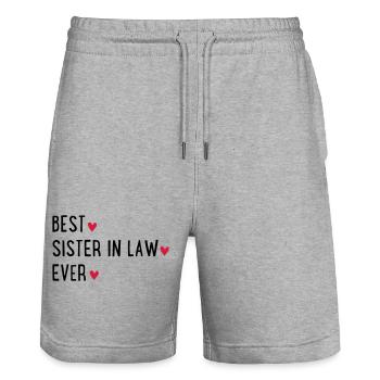 Best sister in law - Stanley/Stella Trainer Unisex Organic Jogging Shorts - heather grey - Front - Nik (191cm) & Marisol (170cm)