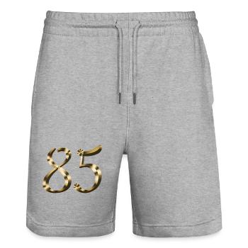 85 year anniversary 85 year gold 85th birthday - Stanley/Stella Trainer Unisex Organic Jogging Shorts - heather grey - Front - Nik (191cm) & Marisol (170cm)